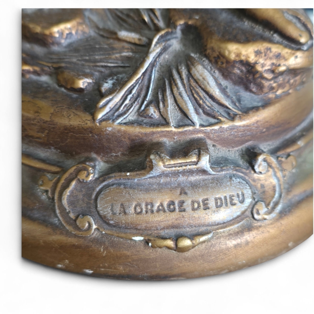 Vintage French Spelter Lady Statue “La Grâce de Dieu” Bronze Old World Decor - Picture 9 of 9